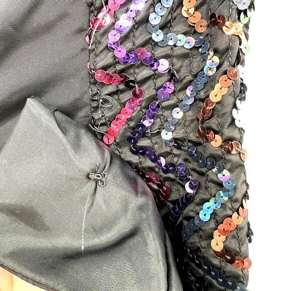 Vintage Gunne Sax Strapless Black Rainbow Sequin Minidress with Bow Size 5/6 - Picture 6 of 16